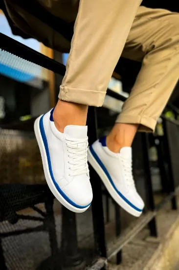 CH979 Santoni GBT Spor Erkek Ayakkabı BEYAZ/MAVI resmi