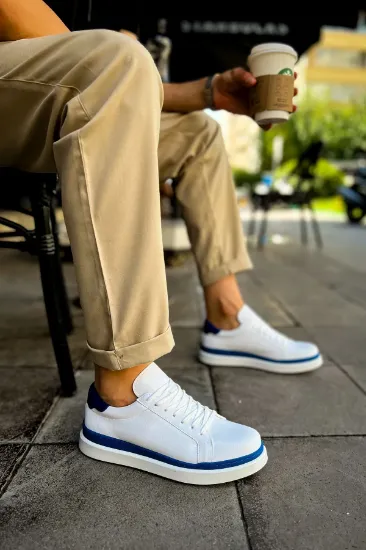 CH979 Santoni GBT Spor Erkek Ayakkabı BEYAZ/MAVI resmi