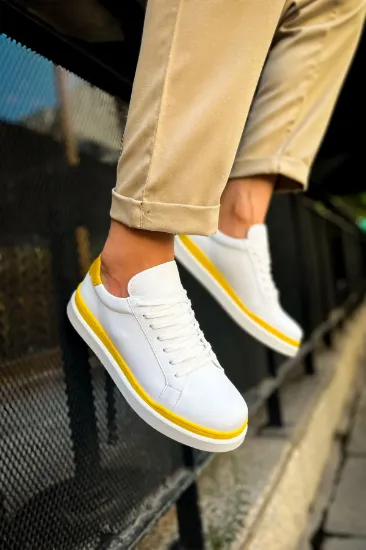 CH979 Santoni GBT Spor Erkek Ayakkabı BEYAZ/SARI resmi