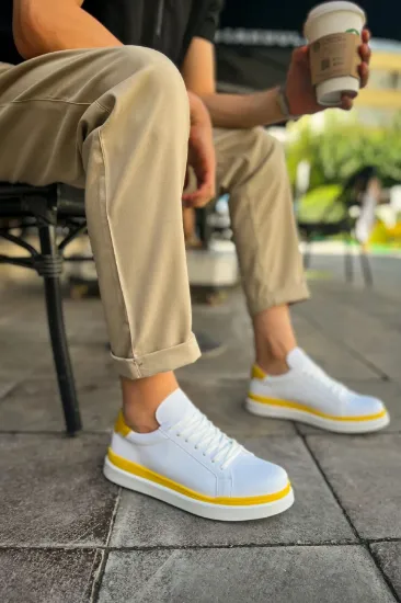CH979 Santoni GBT Spor Erkek Ayakkabı BEYAZ/SARI resmi