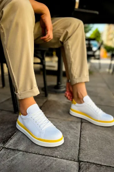 CH979 Santoni GBT Spor Erkek Ayakkabı BEYAZ/SARI resmi