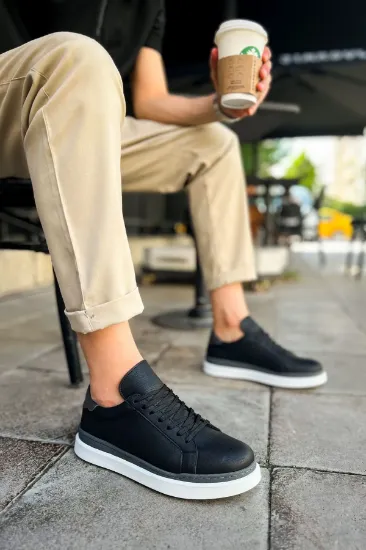 CH979 Santoni GBT Spor Erkek Ayakkabı SIYAH/ANTRASIT resmi