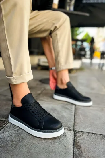 CH979 Santoni GBT Spor Erkek Ayakkabı SIYAH/ANTRASIT resmi