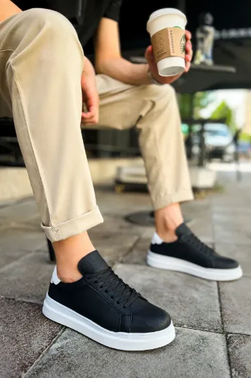 CH979 Santoni GBT Spor Erkek Ayakkabı SIYAH/BEYAZ resmi