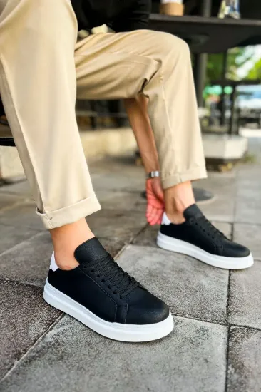 CH979 Santoni GBT Spor Erkek Ayakkabı SIYAH/BEYAZ resmi