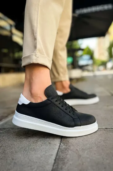 CH979 Santoni GBT Spor Erkek Ayakkabı SIYAH/BEYAZ resmi