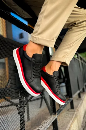 CH979 Santoni GBT Spor Erkek Ayakkabı SIYAH/KIRMIZI resmi