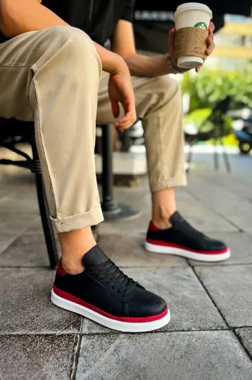 CH979 Santoni GBT Spor Erkek Ayakkabı SIYAH/KIRMIZI resmi