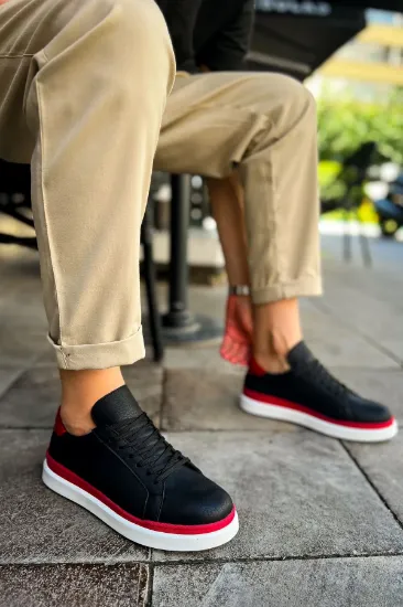 CH979 Santoni GBT Spor Erkek Ayakkabı SIYAH/KIRMIZI resmi