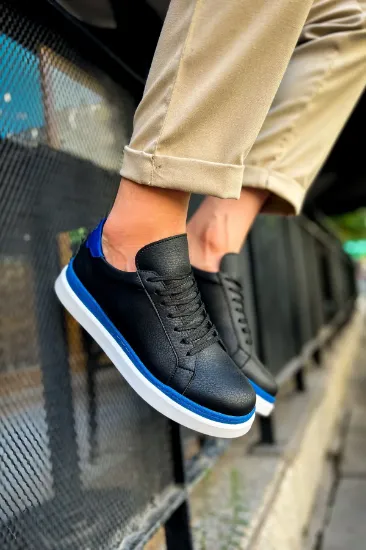 CH979 Santoni GBT Spor Erkek Ayakkabı SIYAH/MAVI resmi