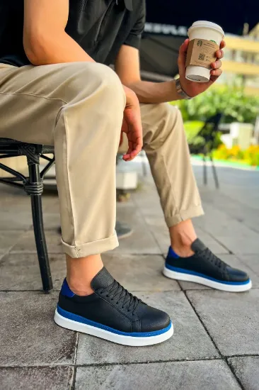 CH979 Santoni GBT Spor Erkek Ayakkabı SIYAH/MAVI resmi