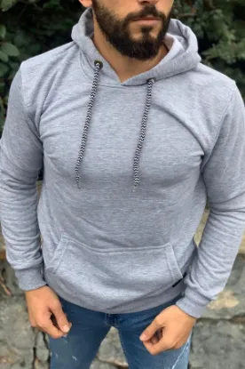 Kapüşonlu Sweatshirt GRI resmi