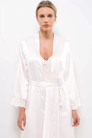 Pierre Cardin 4265 Saten Kısa Sabahlık Gecelik Takım resmi
