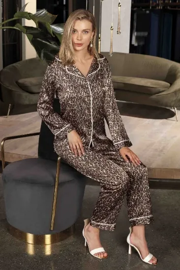 Nurteks 5660 Battal Uzun Kol Saten Pijama Takımı resmi