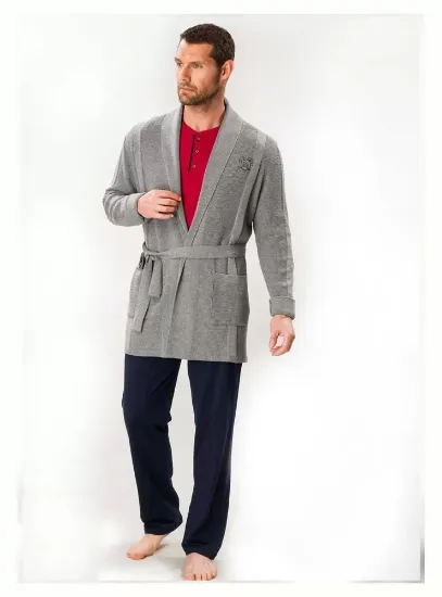 D'S Damat 03004 5'li Triko Robdöşambr Damat Pijama Seti resmi