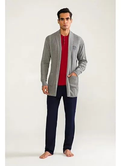 D'S Damat 03004 5'li Triko Robdöşambr Damat Pijama Seti resmi