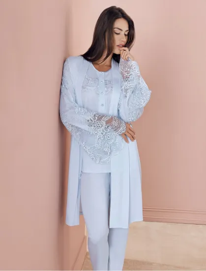 Espuar 757 Penye 3'lü Sabahlık Pijama Takımı resmi