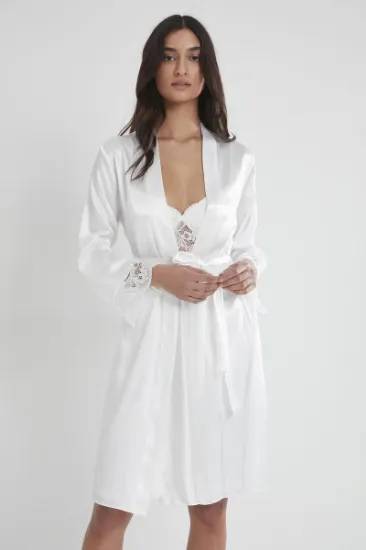 Pierre Cardin 4265 Saten Kısa Sabahlık Gecelik Takım resmi