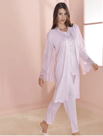 Espuar 757 Penye 3'lü Sabahlık Pijama Takımı resmi