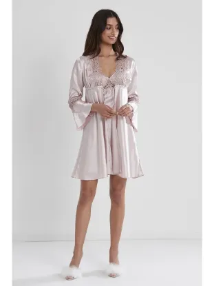 Pierre Cardin 6325 6'lı Saten Gecelik Sabahlık Takım resmi