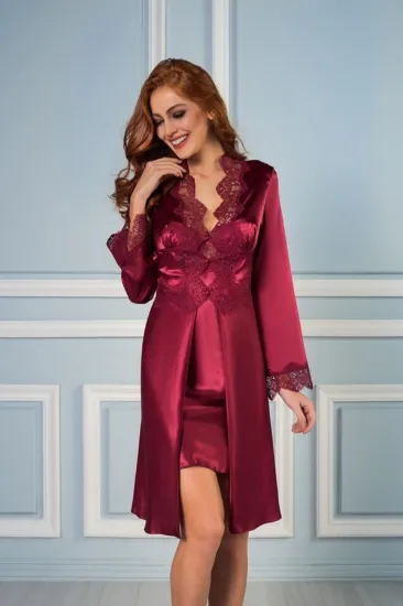 Pierre Cardin 6335 6'lı Saten Gecelik Sabahlık Takım resmi