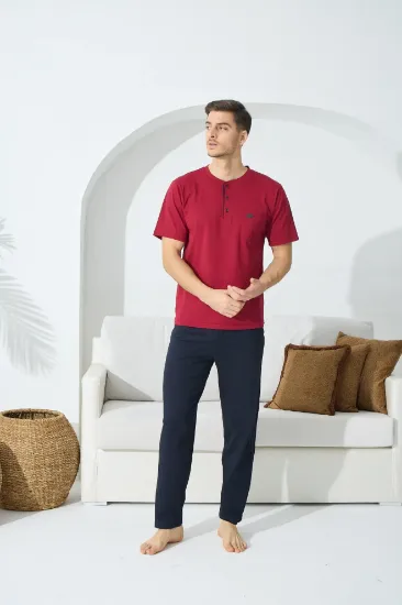 Kocabey 9514 Erkek Midi Yaka Kısa Kol Pijama Takım resmi
