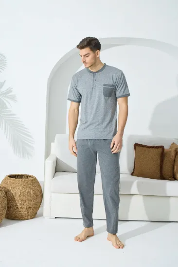 Kocabey 9501 Erkek Midi Yaka Kısa Kol Pijama Takım resmi
