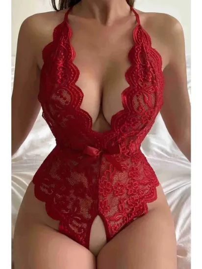 For Dreams 8458 Fantezi Dantelli Özel Bölgesi Açık Bodysuit resmi