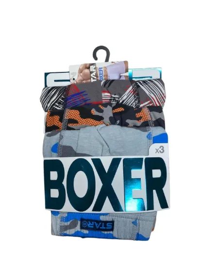 Star 106 Desenli Pamuklu Kemer Likralı 3'Lü Boxer resmi