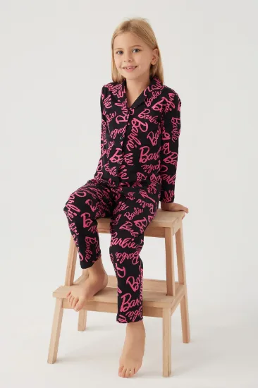 Barbie 1767-3 Kız Çocuk Gömlek Pijama Takımı resmi
