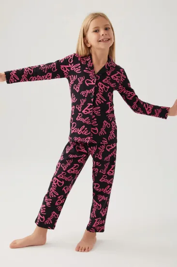 Barbie 1767-G Kız Çocuk Garson Gömlek Pijama Takımı resmi
