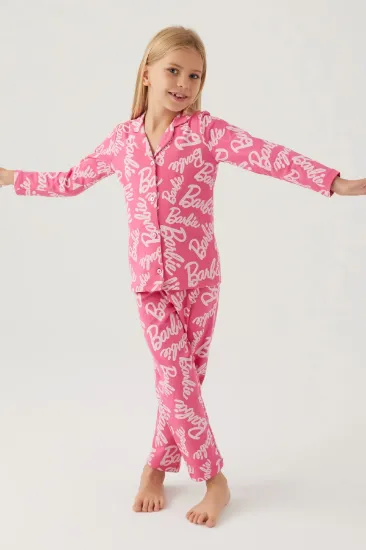 Barbie 1767-G Kız Çocuk Garson Gömlek Pijama Takımı resmi