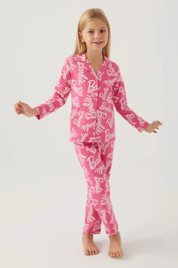 Barbie 1767-G Kız Çocuk Garson Gömlek Pijama Takımı resmi