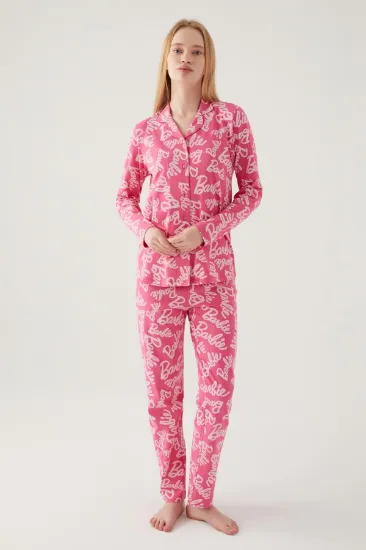 Barbie 1767-S Kadın Gömlek Yaka Pijama Takımı resmi