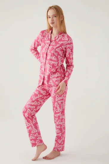 Barbie 1767-S Kadın Gömlek Yaka Pijama Takımı resmi