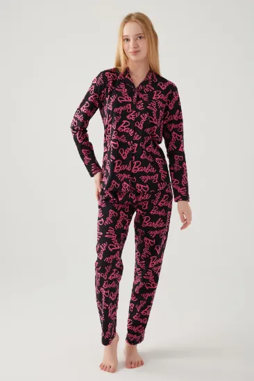 Barbie 1767-S Kadın Gömlek Yaka Pijama Takımı resmi