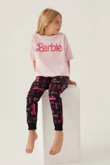 Barbie L1704-3 Kız Çocuk Kısa Kol Pijama Takımı resmi