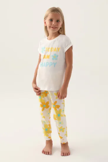 Roly Poly 3394-2 Kız Çocuk Çiçekli Kısa Kol Pijama Takım resmi