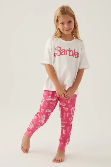 Barbie L1704-3 Kız Çocuk Kısa Kol Pijama Takımı resmi