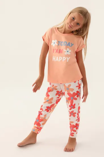 Roly Poly 3394-2 Kız Çocuk Çiçekli Kısa Kol Pijama Takım resmi
