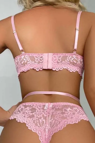 For Dreams 8465 Dantelli Kalp Aksesuar Detaylı Jartiyerli Büstiyer Çorap Takım resmi