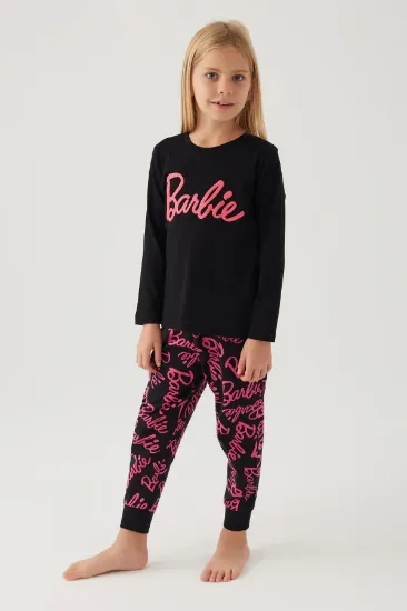 Barbie L1766-3 Kız Çocuk Uzun Kol Pijama Takımı resmi