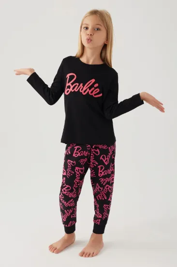 Barbie L1766-3 Kız Çocuk Uzun Kol Pijama Takımı resmi
