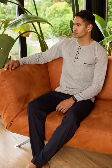Kocabey 9250 Erkek Midi Yaka Pijama Takım resmi