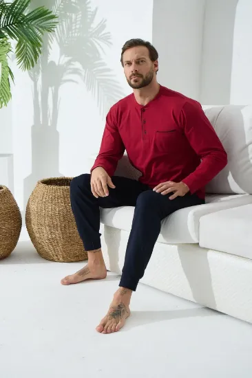 Kocabey 9244 Erkek Midi Yaka Pijama Takım resmi