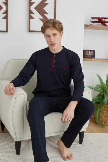Kocabey 9111 Battal Erkek Midi Yaka Pijama Takımı resmi