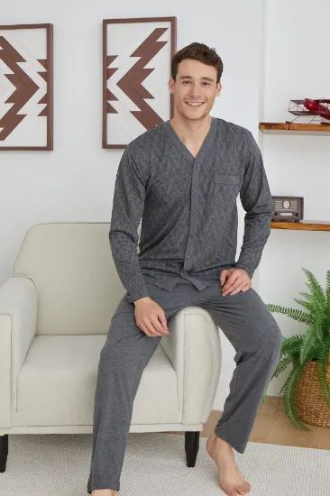 Kocabey 9252 Erkek  V Yaka Boydan Düğmeli Pijama Takımı resmi