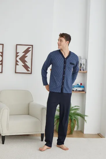 Kocabey 9252 Erkek  V Yaka Boydan Düğmeli Pijama Takımı resmi