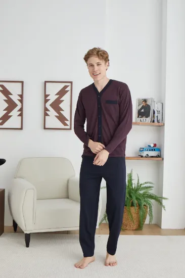 Kocabey 9252 Erkek  V Yaka Boydan Düğmeli Pijama Takımı resmi