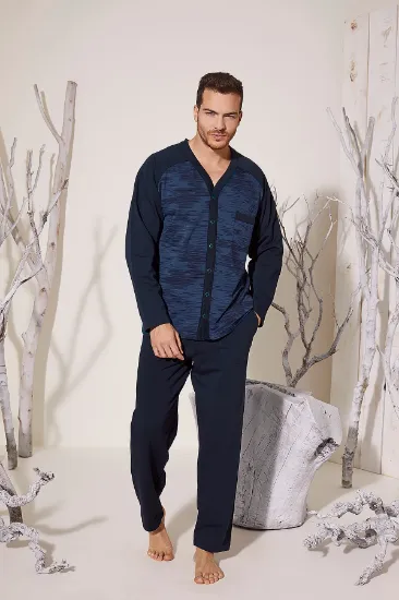 Kocabey 8025 Erkek  V Yaka Boydan Düğmeli Pijama Takımı resmi